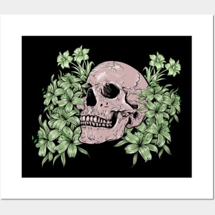 Floral dead skull Posters and Art